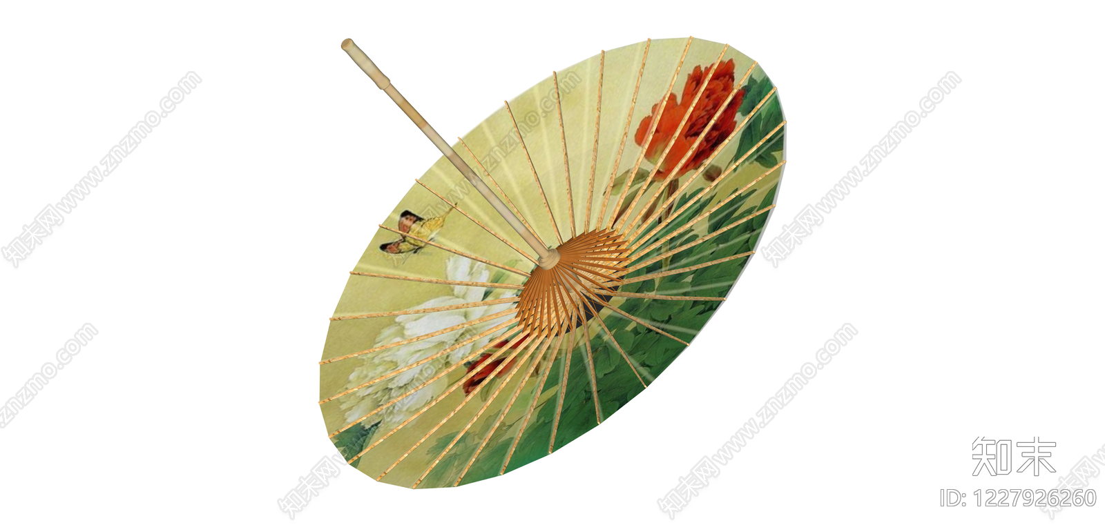 彩绘花卉油纸伞SU模型下载【ID:1227926260】