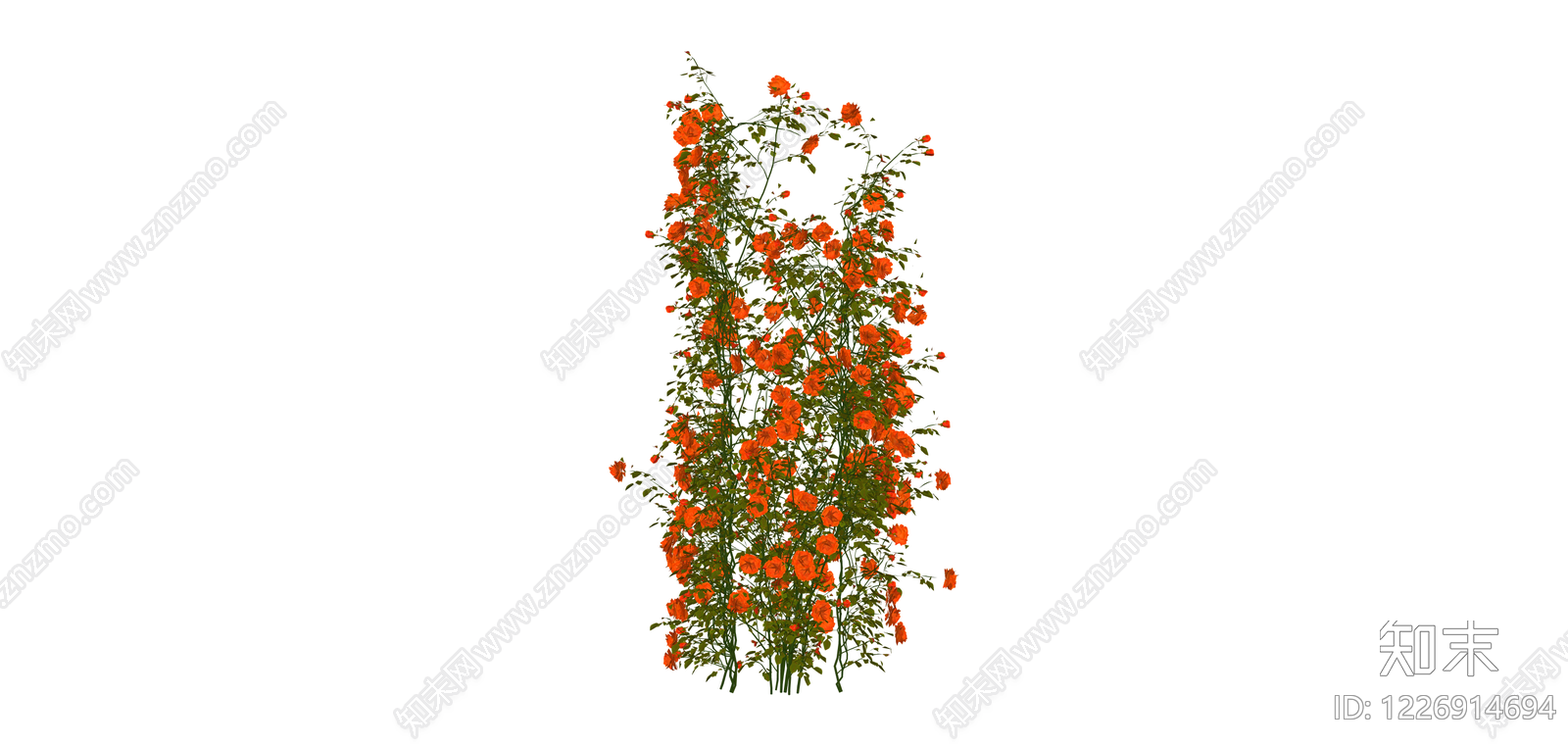 橙色攀援花艺绿植SU模型下载【ID:1226914694】