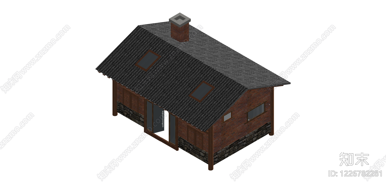 红砖石基独立小屋模型SU模型下载【ID:1226782281】