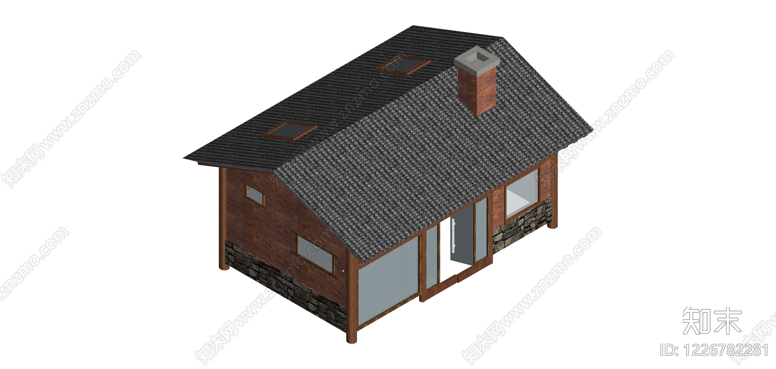 红砖石基独立小屋模型SU模型下载【ID:1226782281】