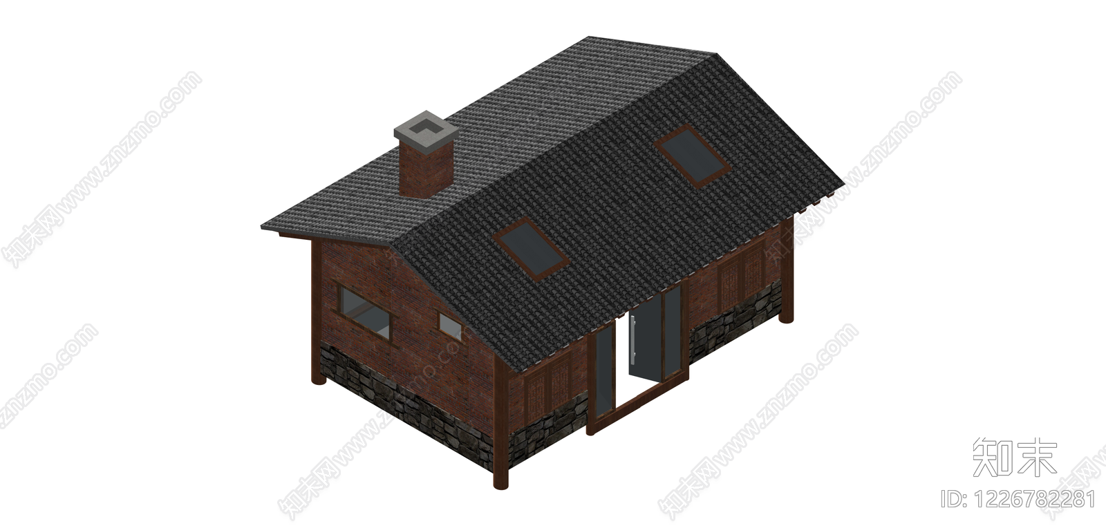 红砖石基独立小屋模型SU模型下载【ID:1226782281】
