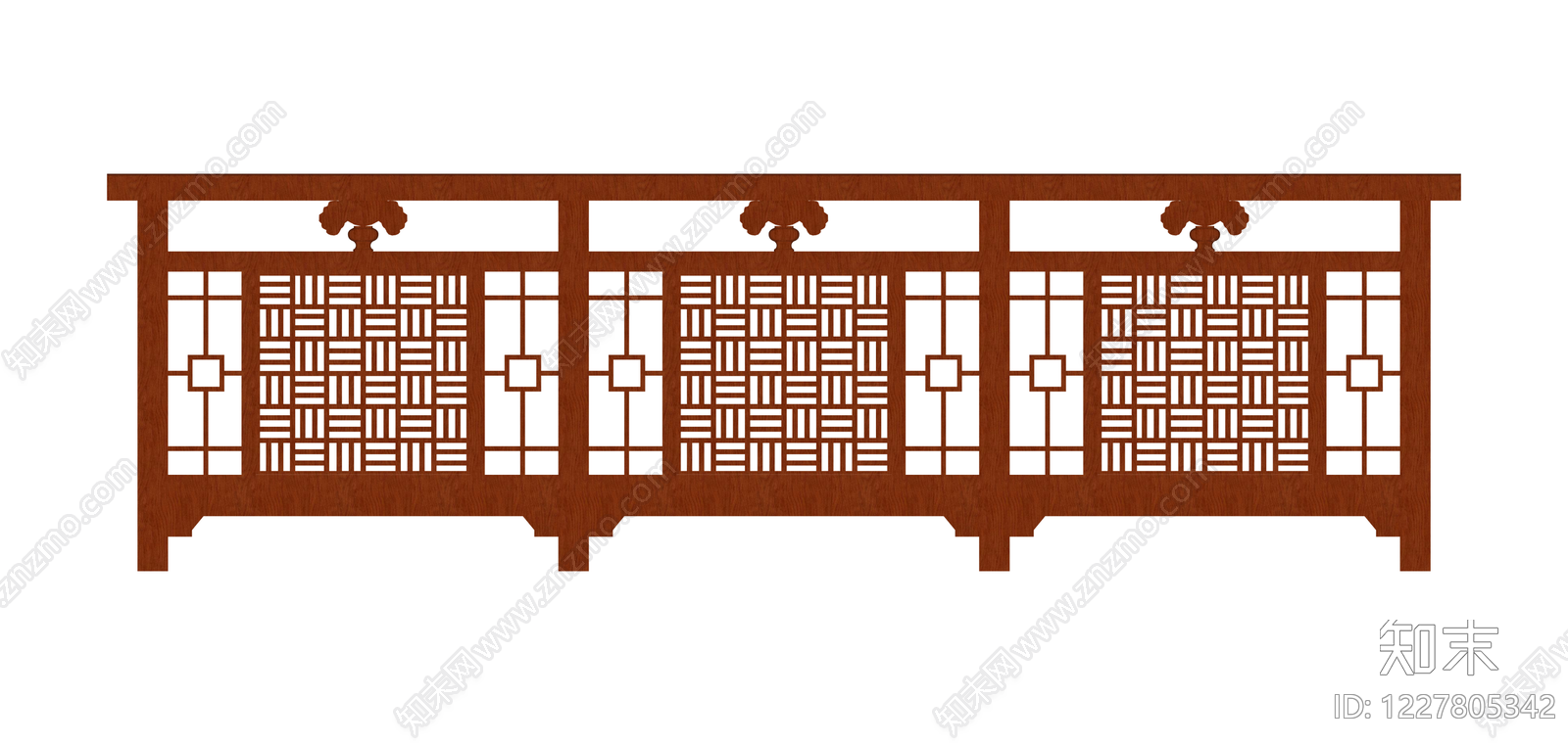 中式木质镂空护栏SU模型下载【ID:1227805342】
