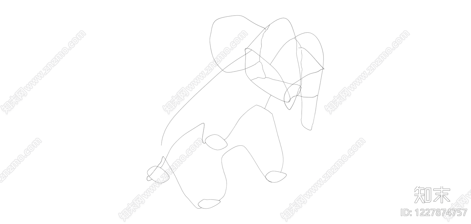 大象白模线稿SU模型下载【ID:1227874757】
