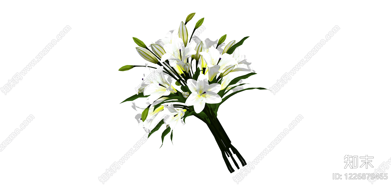 白色百合花束SU模型下载【ID:1226879465】