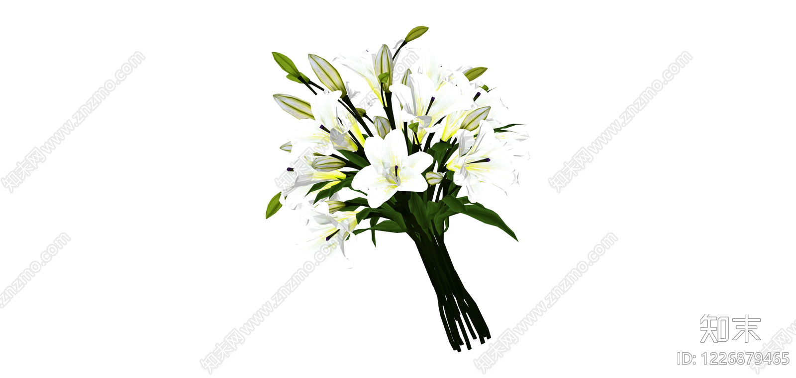 白色百合花束SU模型下载【ID:1226879465】