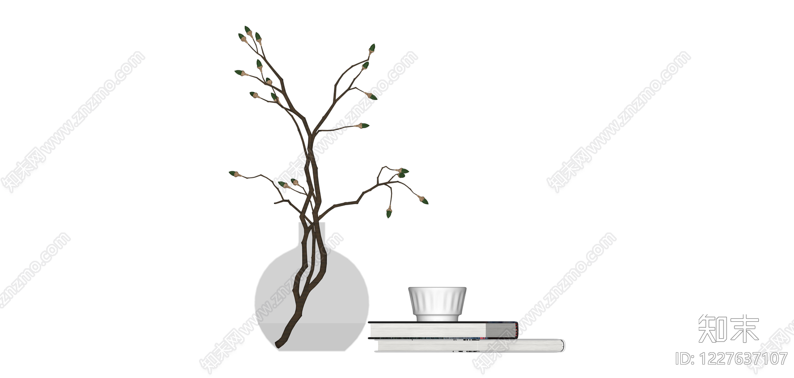 花艺植物书籍组合SU模型下载【ID:1227637107】