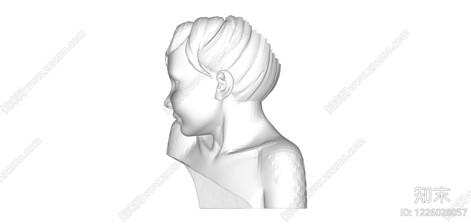 人物雕塑半身像SU模型下载【ID:1226028057】