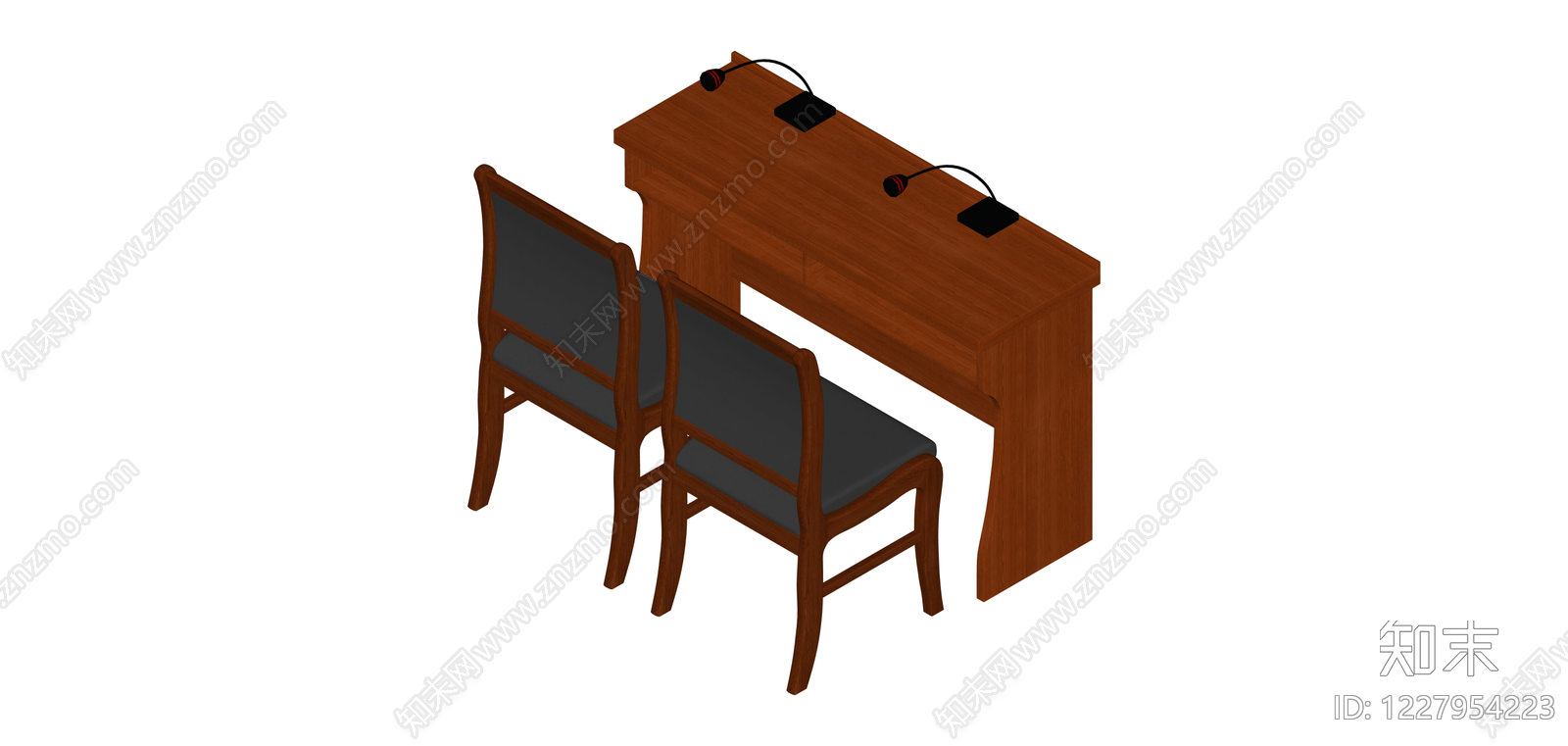 双人会议桌椅组合SU模型下载【ID:1227954223】