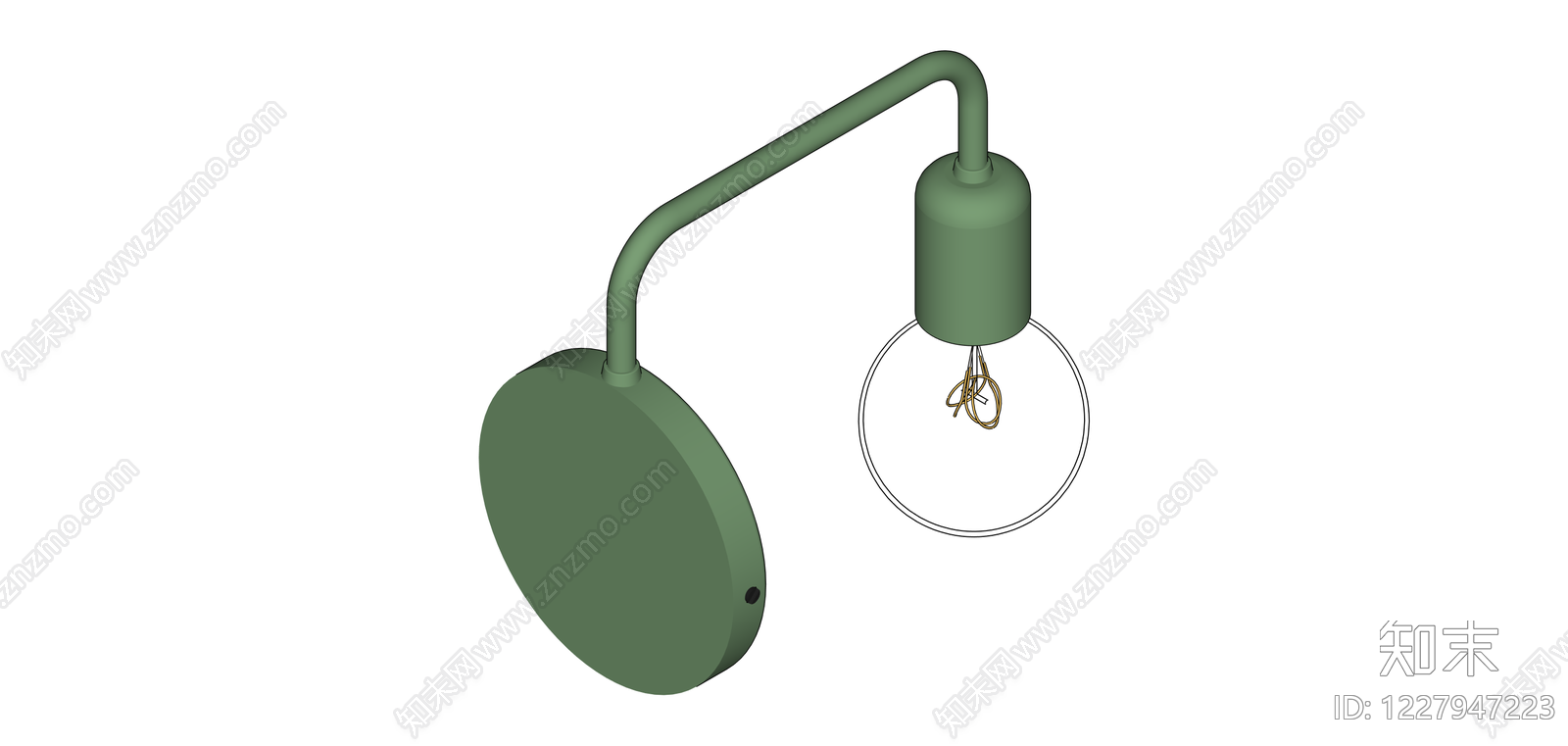 绿色壁灯灯具组件SU模型下载【ID:1227947223】