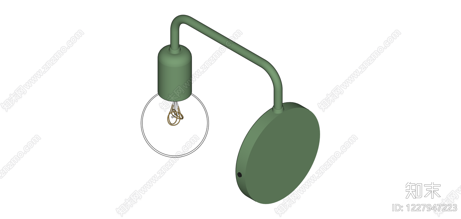 绿色壁灯灯具组件SU模型下载【ID:1227947223】