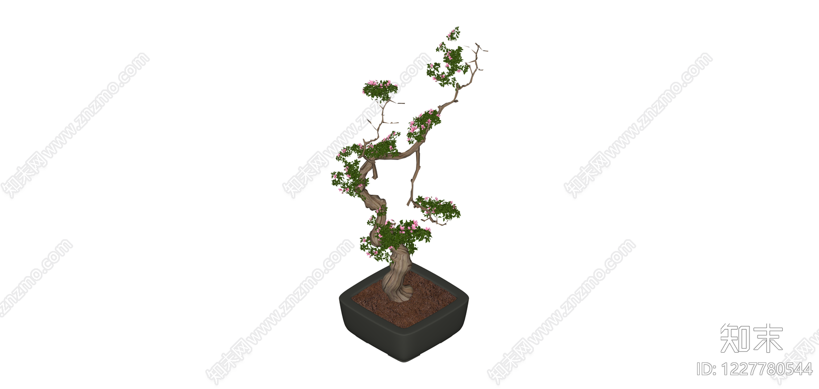 开花盆景盆栽SU模型下载【ID:1227780544】