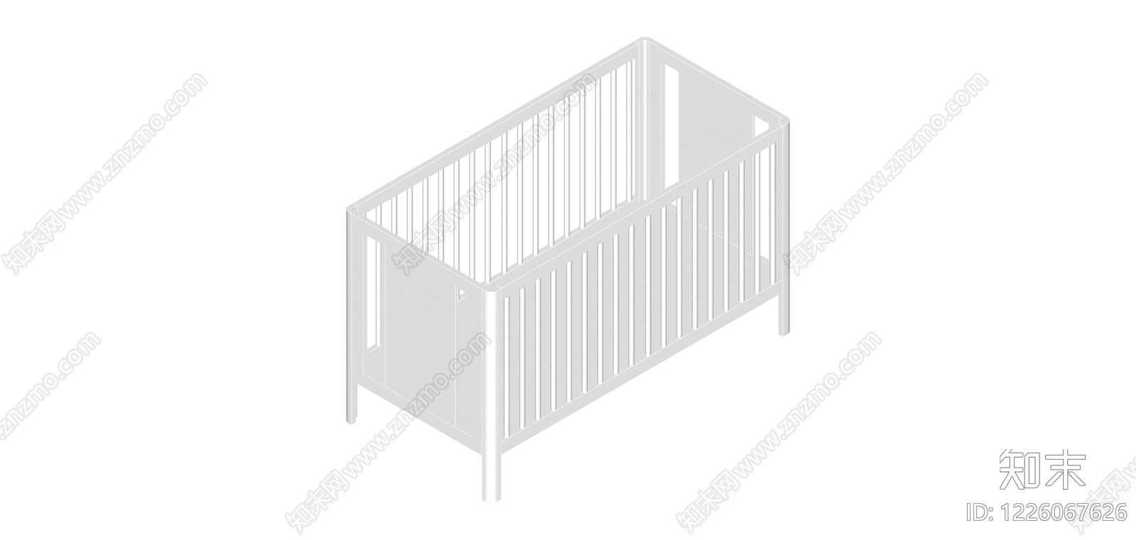白色婴儿床整体模型SU模型下载【ID:1226067626】