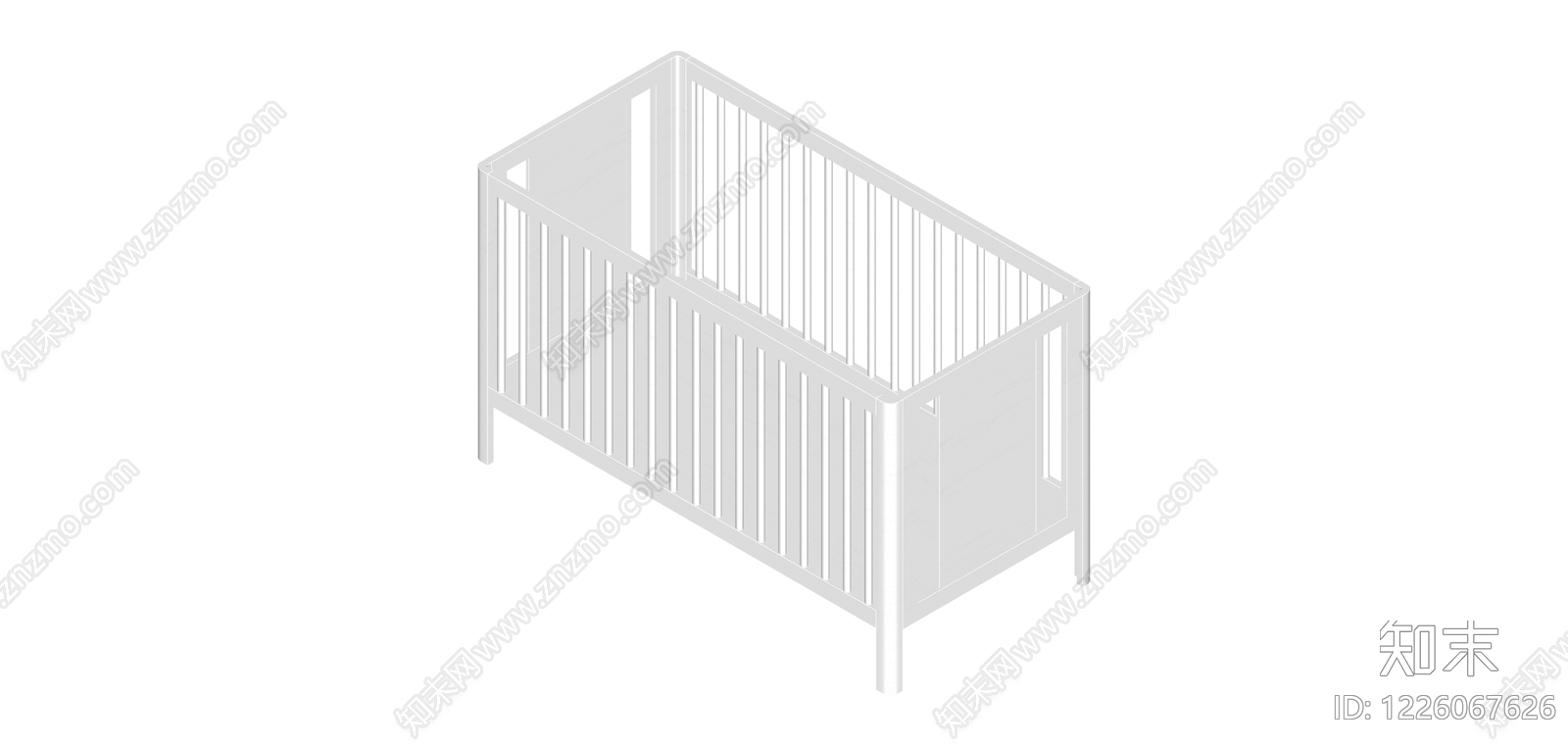白色婴儿床整体模型SU模型下载【ID:1226067626】