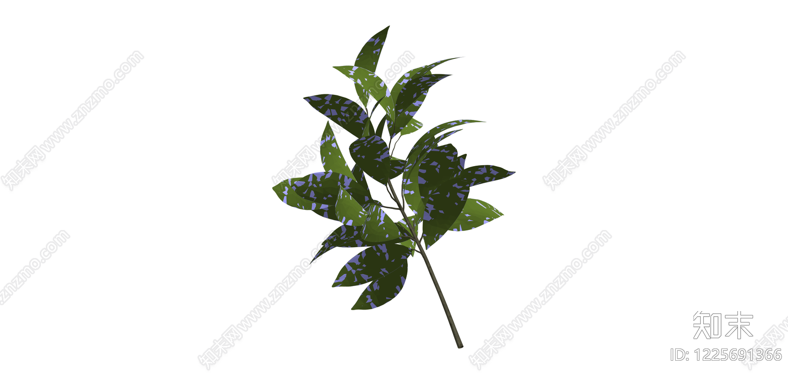 绿叶紫斑植物模型SU模型下载【ID:1225691366】