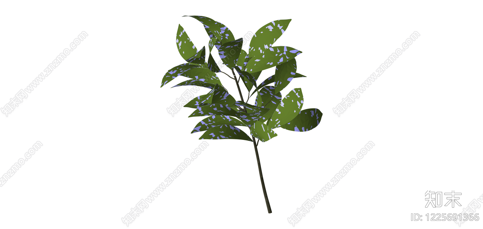 绿叶紫斑植物模型SU模型下载【ID:1225691366】
