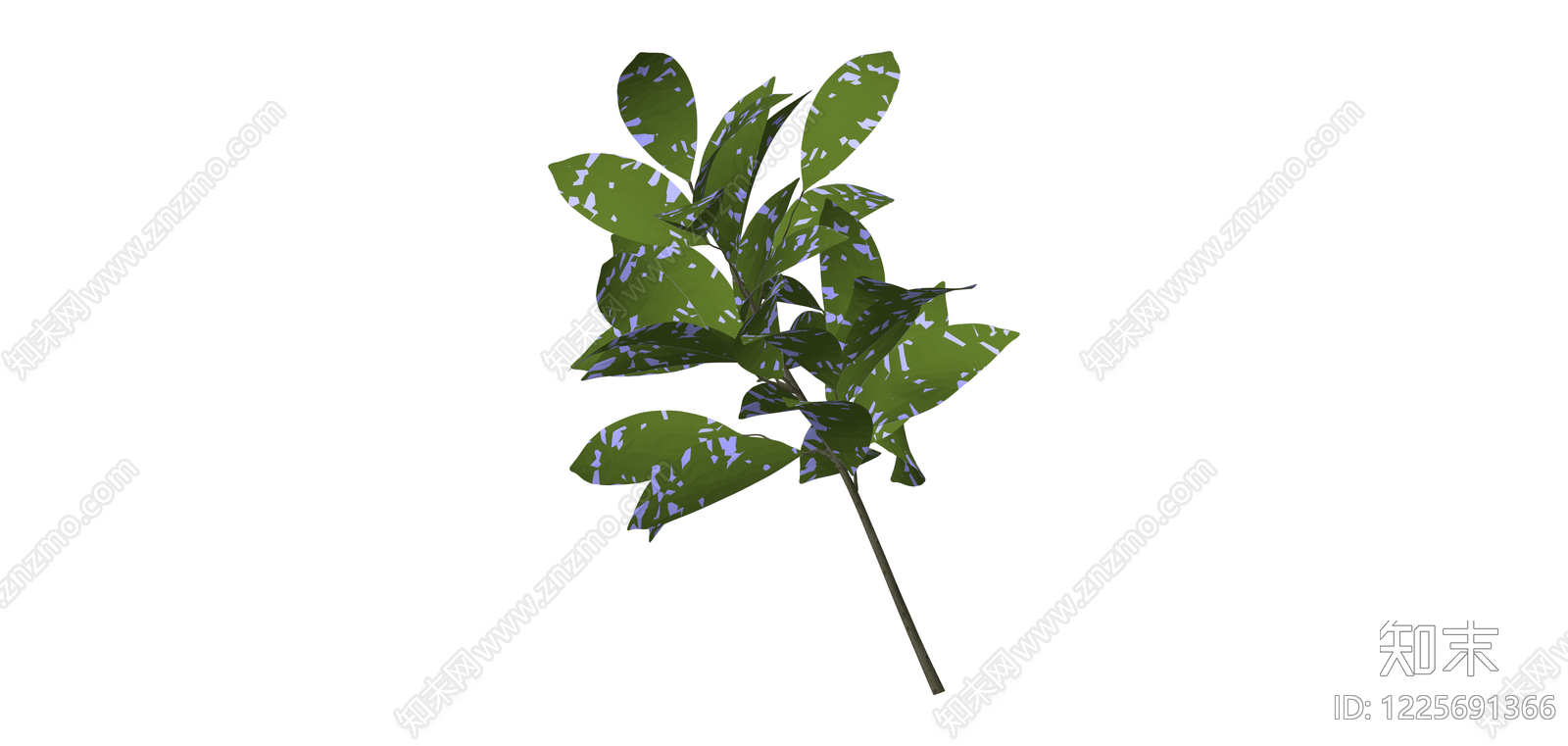 绿叶紫斑植物模型SU模型下载【ID:1225691366】