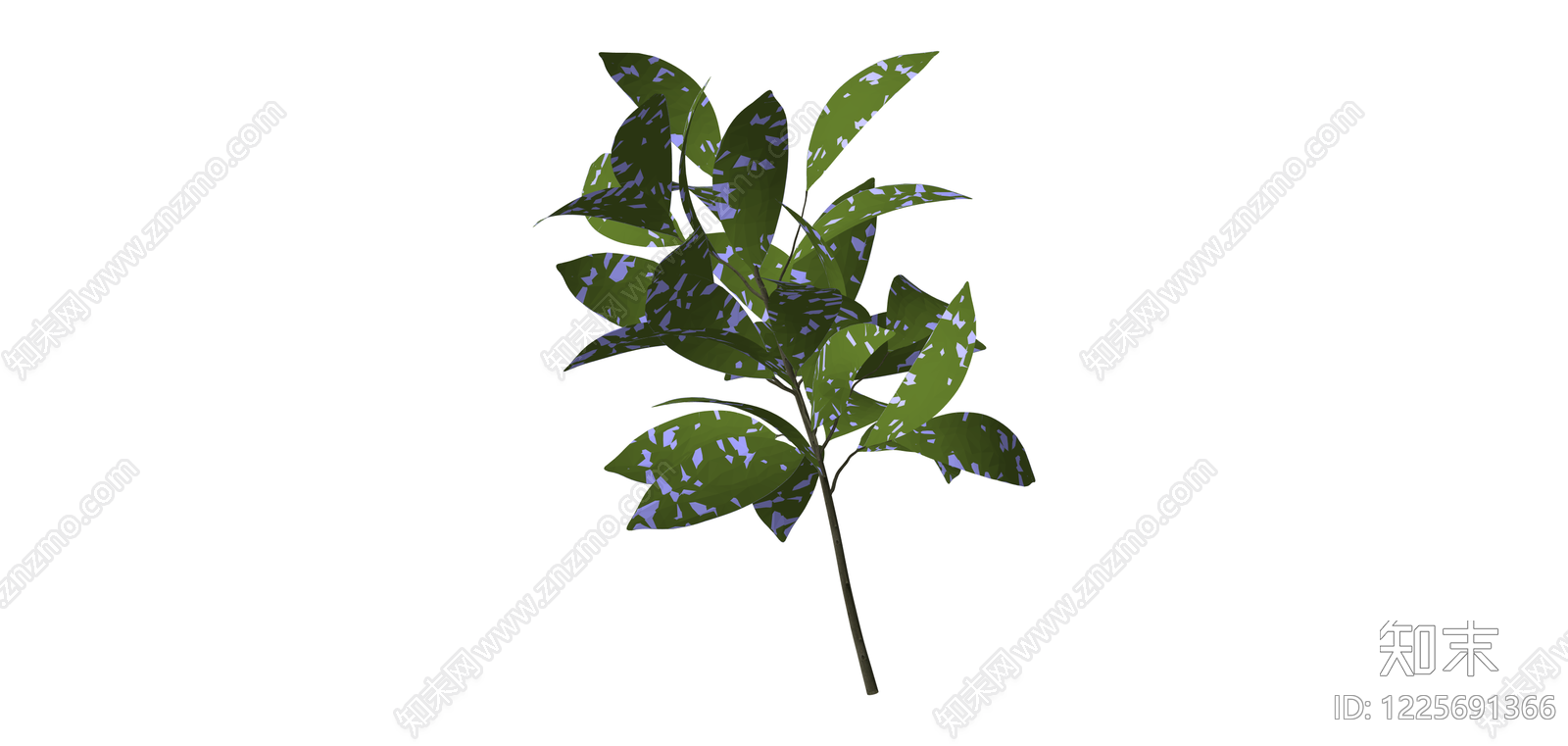 绿叶紫斑植物模型SU模型下载【ID:1225691366】