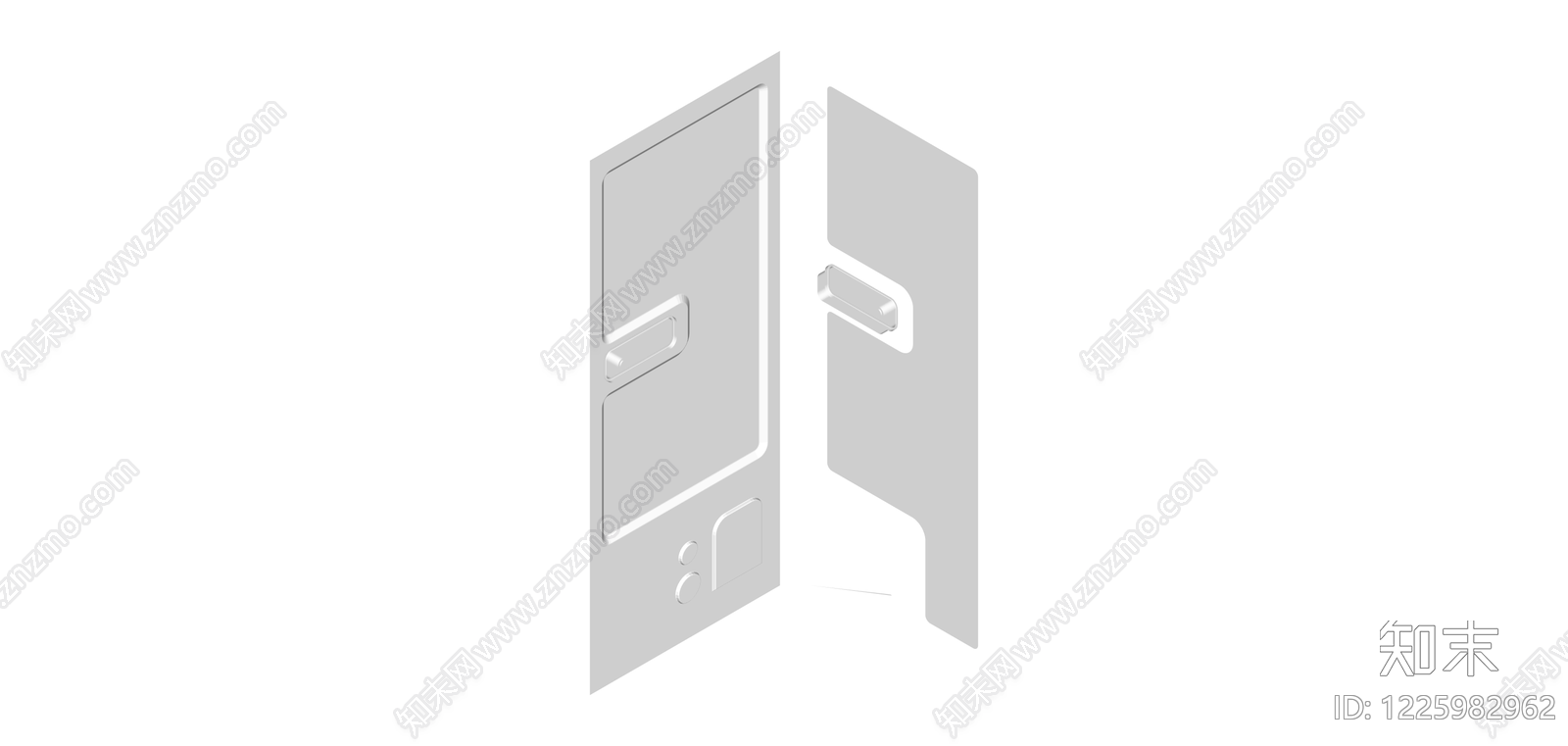 白色极简单开门SU模型下载【ID:1225982962】