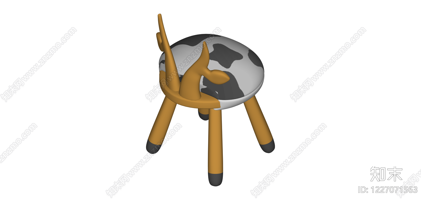 奶牛纹动物造型凳SU模型下载【ID:1227071563】