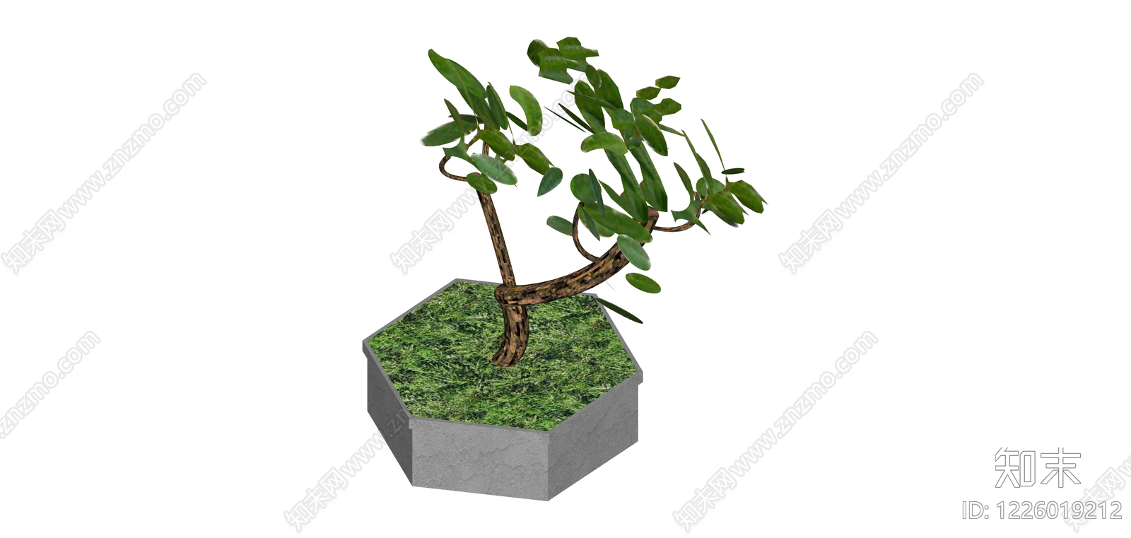带盆景观绿植盆栽SU模型下载【ID:1226019212】