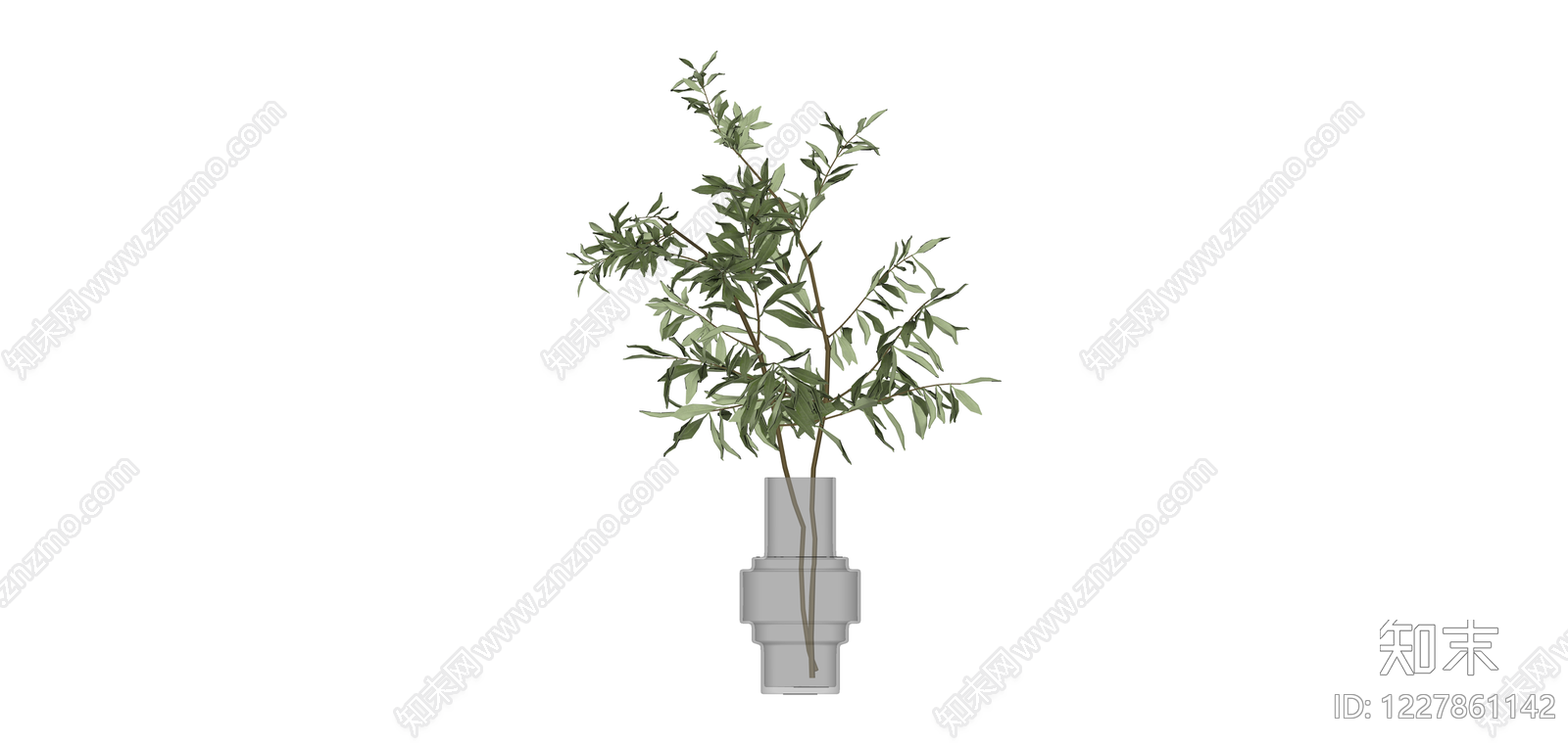 灰叶植物盆栽组合SU模型下载【ID:1227861142】