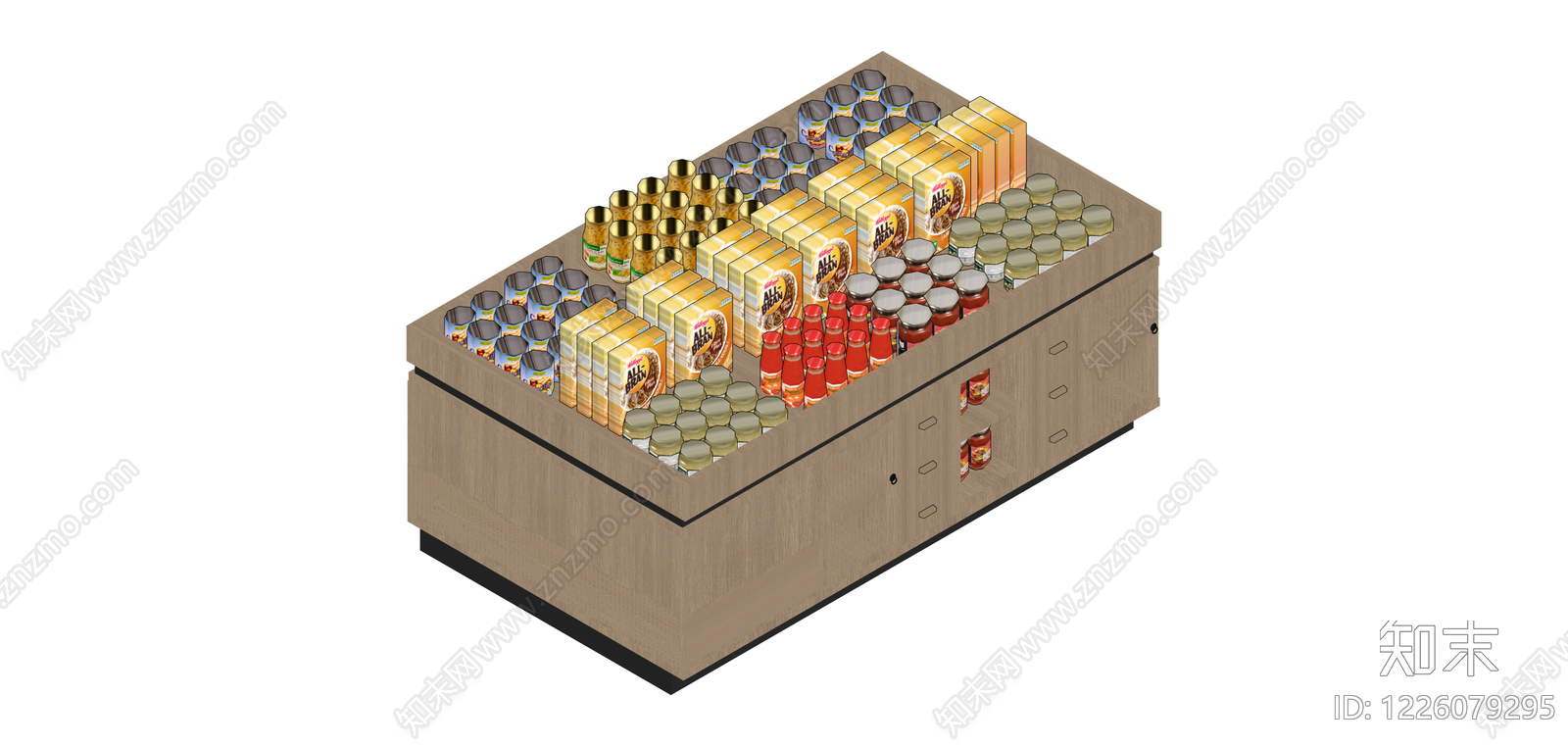 带陈列商品的储物柜SU模型下载【ID:1226079295】