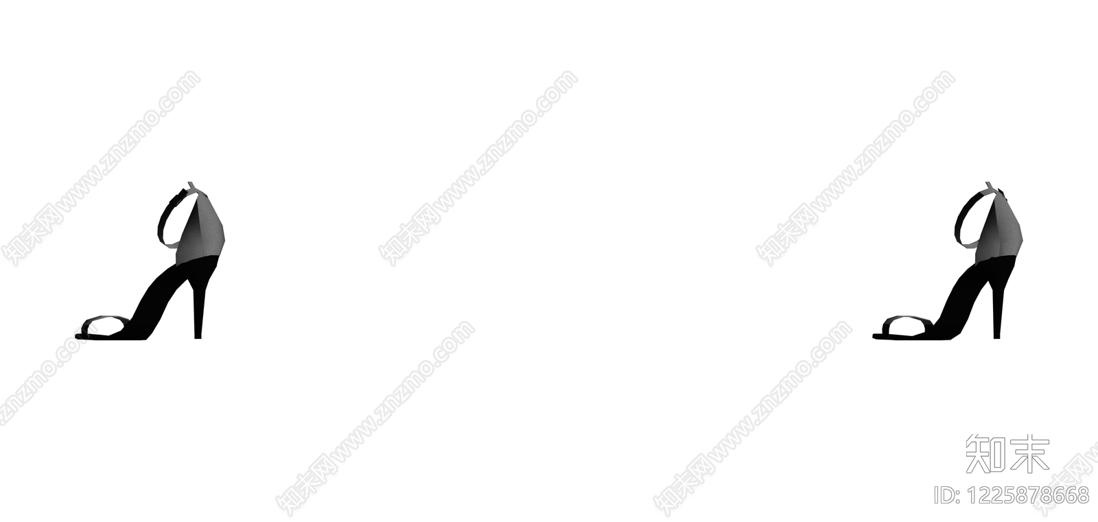 黑色高跟凉鞋SU模型下载【ID:1225878668】