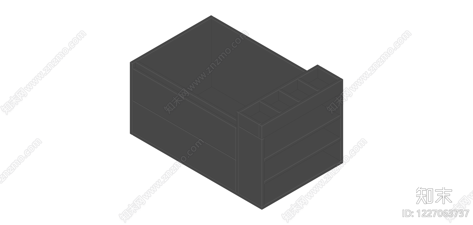 深灰收纳柜组件SU模型下载【ID:1227063737】