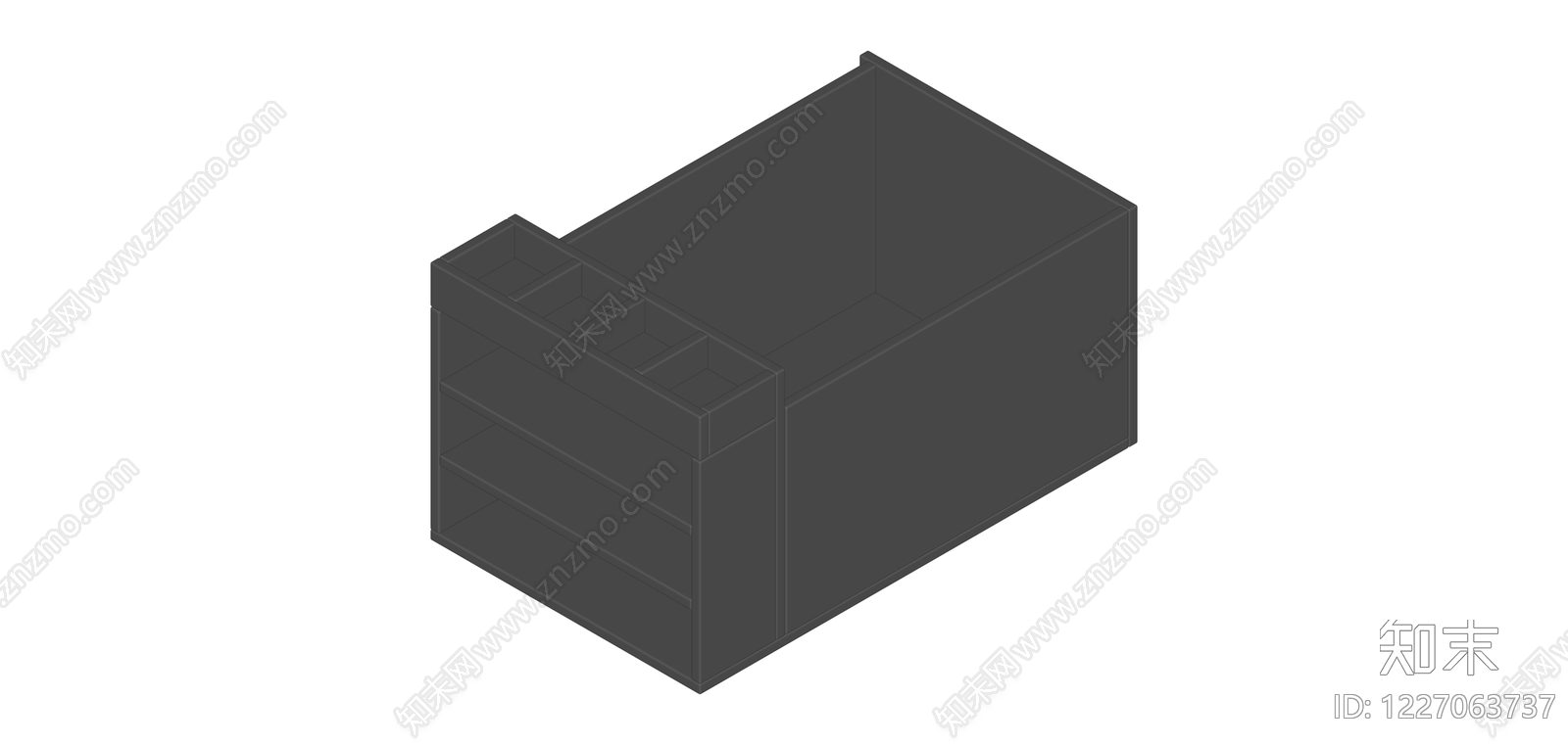 深灰收纳柜组件SU模型下载【ID:1227063737】