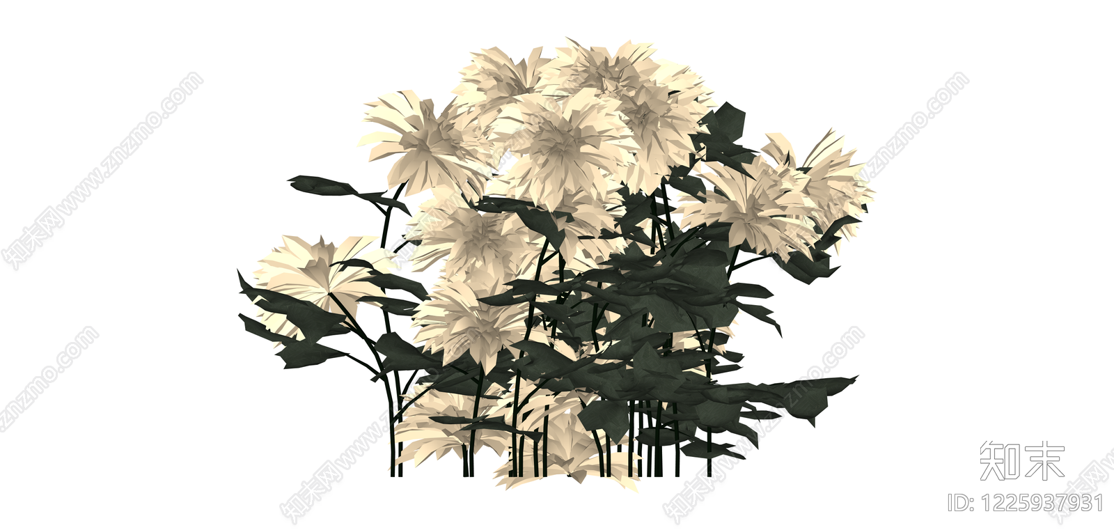 白色大丽花艺组合SU模型下载【ID:1225937931】