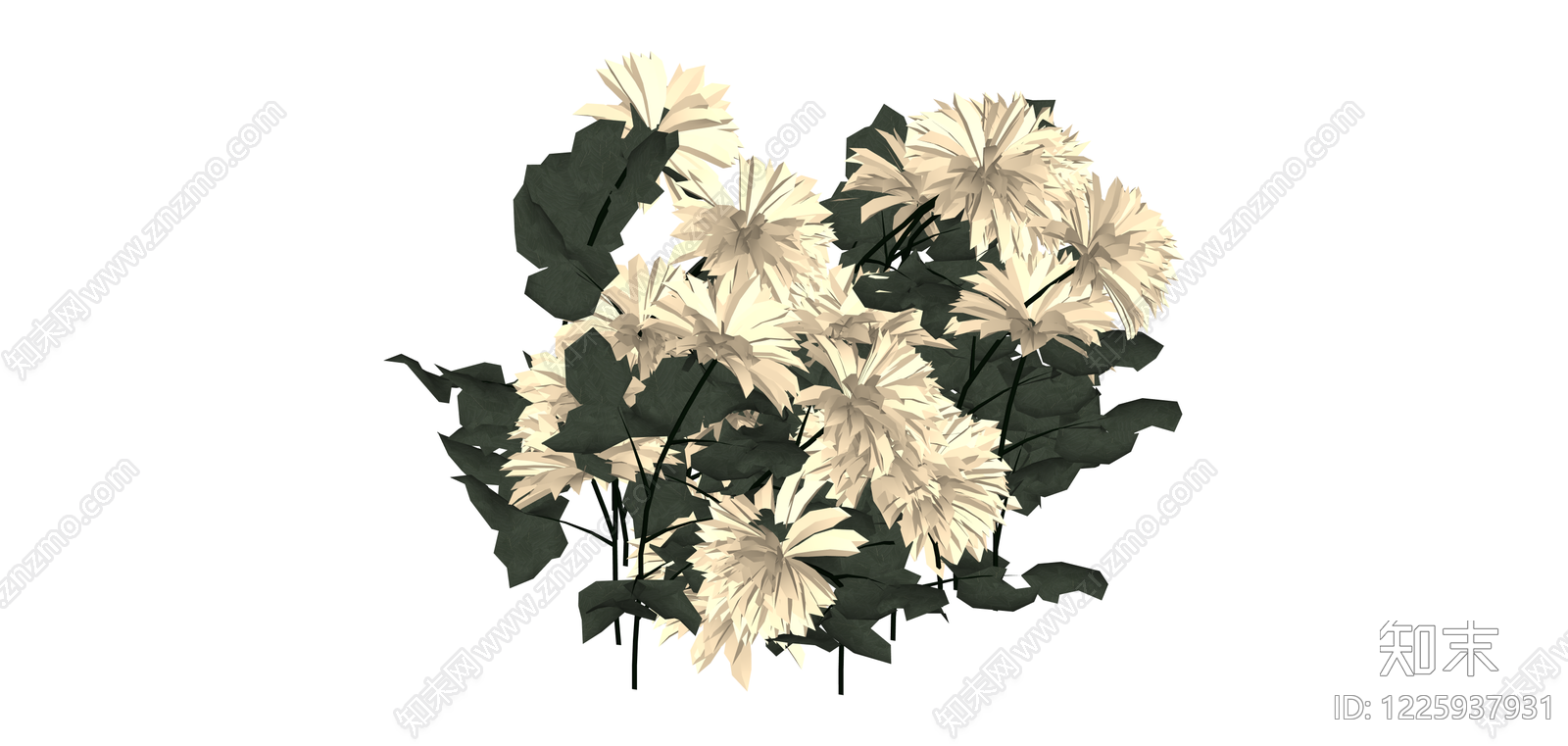 白色大丽花艺组合SU模型下载【ID:1225937931】