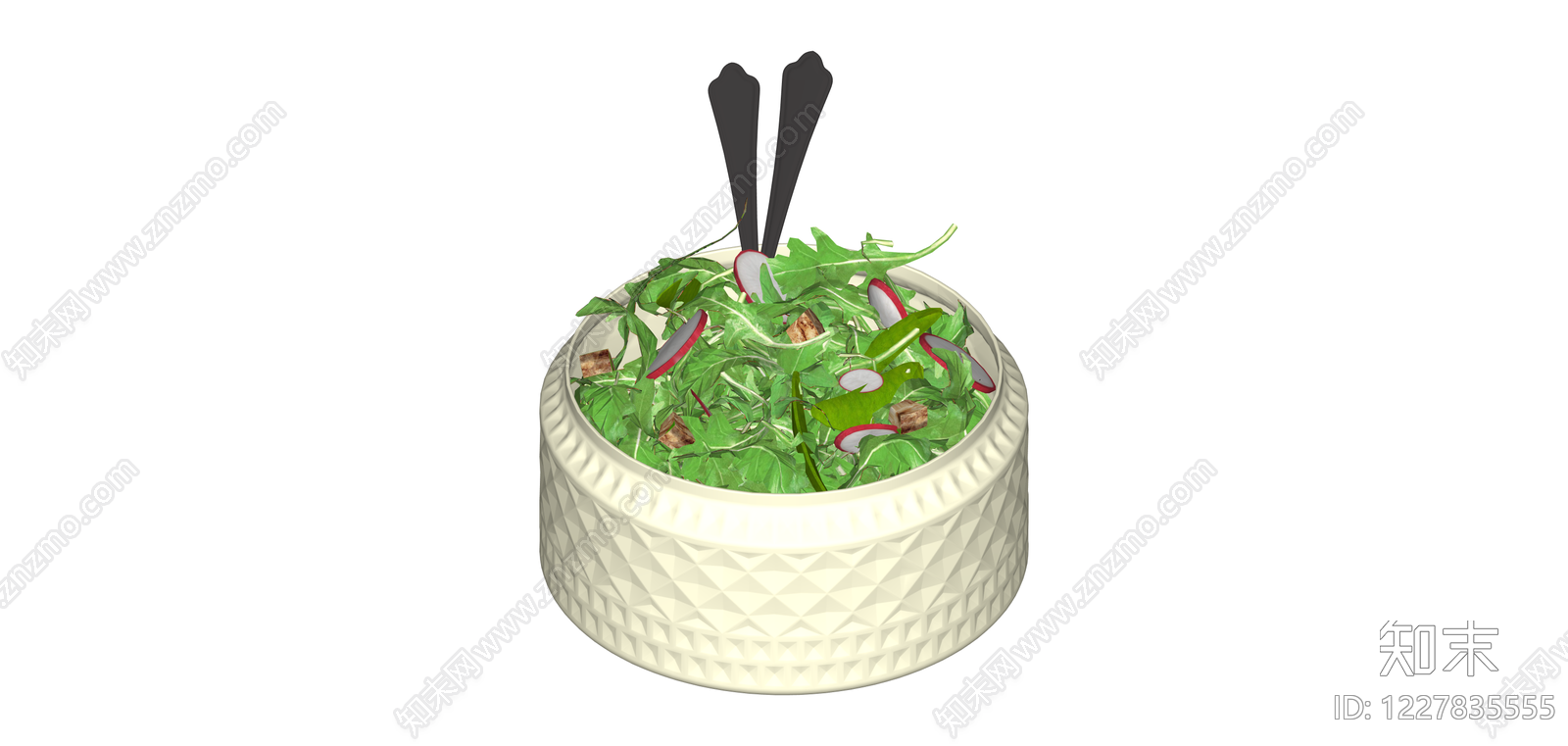 纹理沙拉碗SU模型下载【ID:1227835555】
