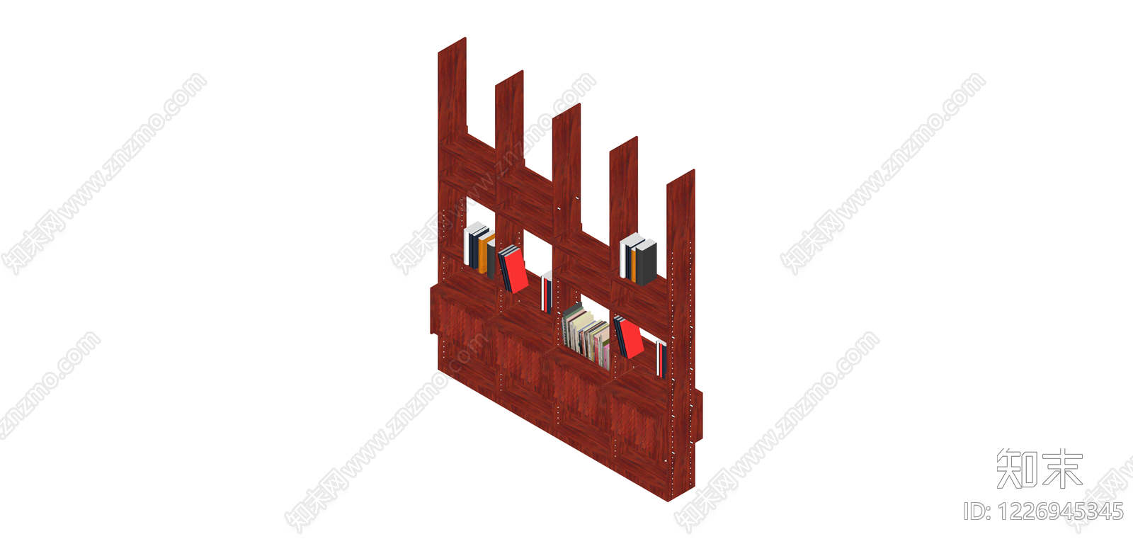 红棕色木质组合书架SU模型下载【ID:1226945345】