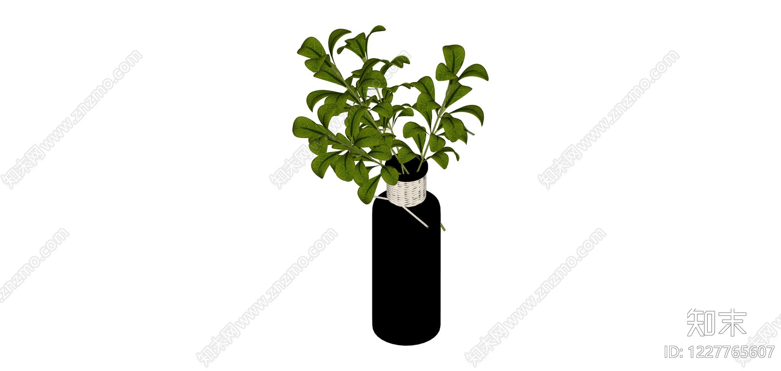 黑色瓶插绿植SU模型下载【ID:1227765607】