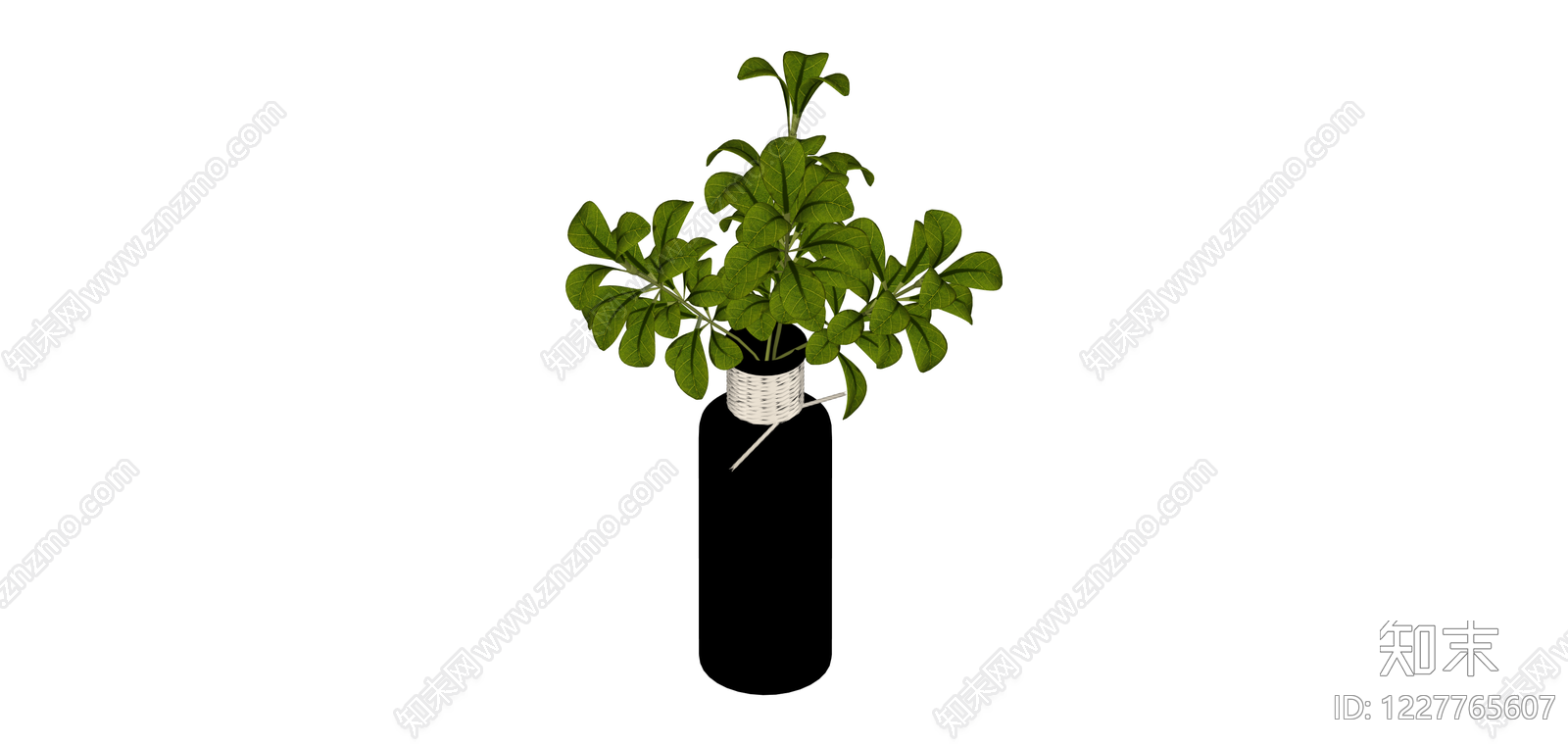 黑色瓶插绿植SU模型下载【ID:1227765607】