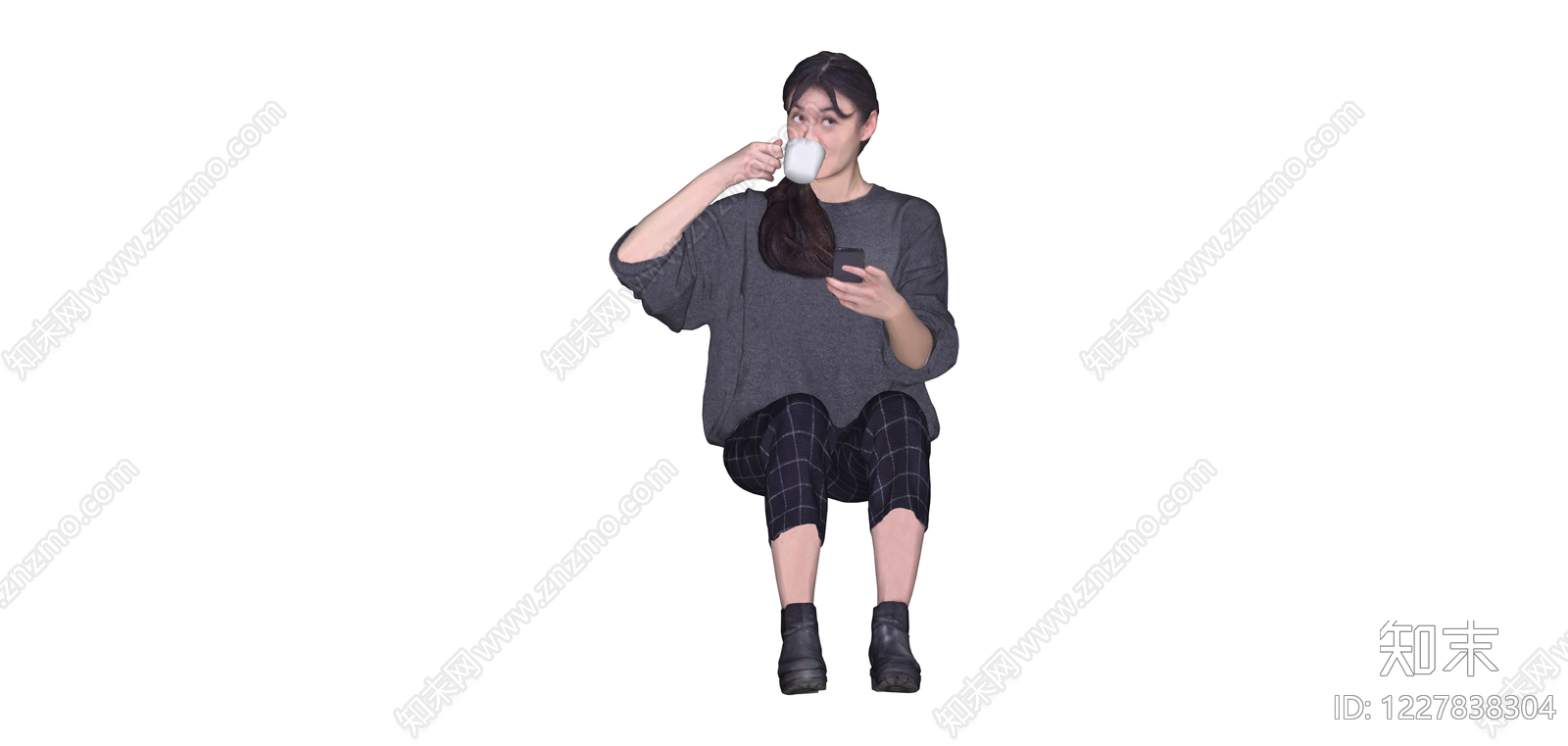 休闲坐姿人物模型SU模型下载【ID:1227838304】