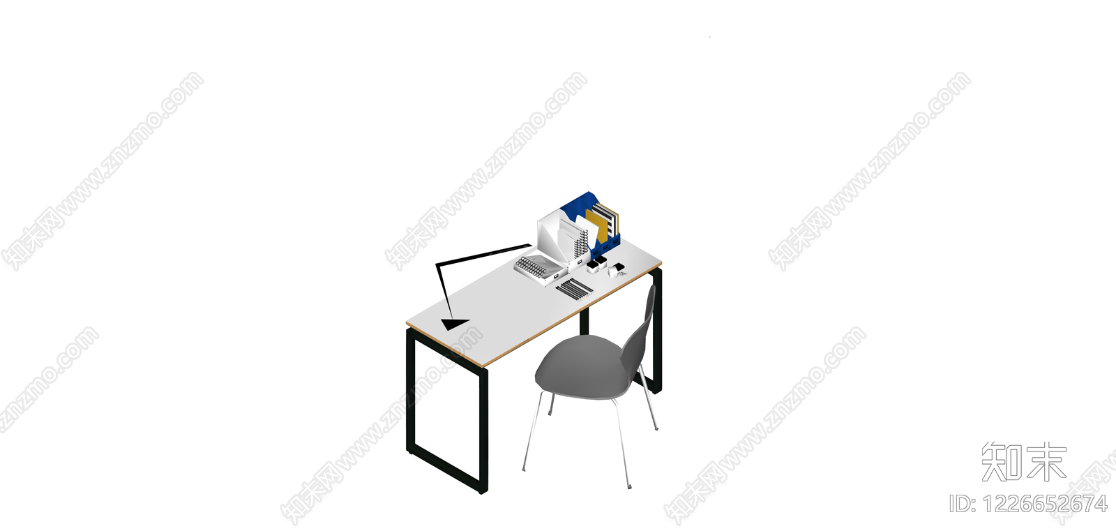 办公桌椅组合模型SU模型下载【ID:1226652674】