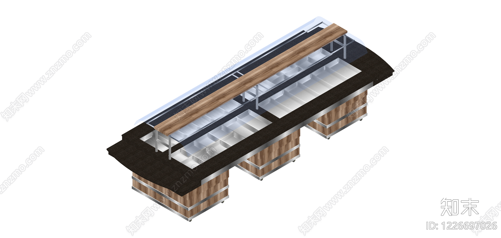 木纹商用冷藏展示柜SU模型下载【ID:1226697026】