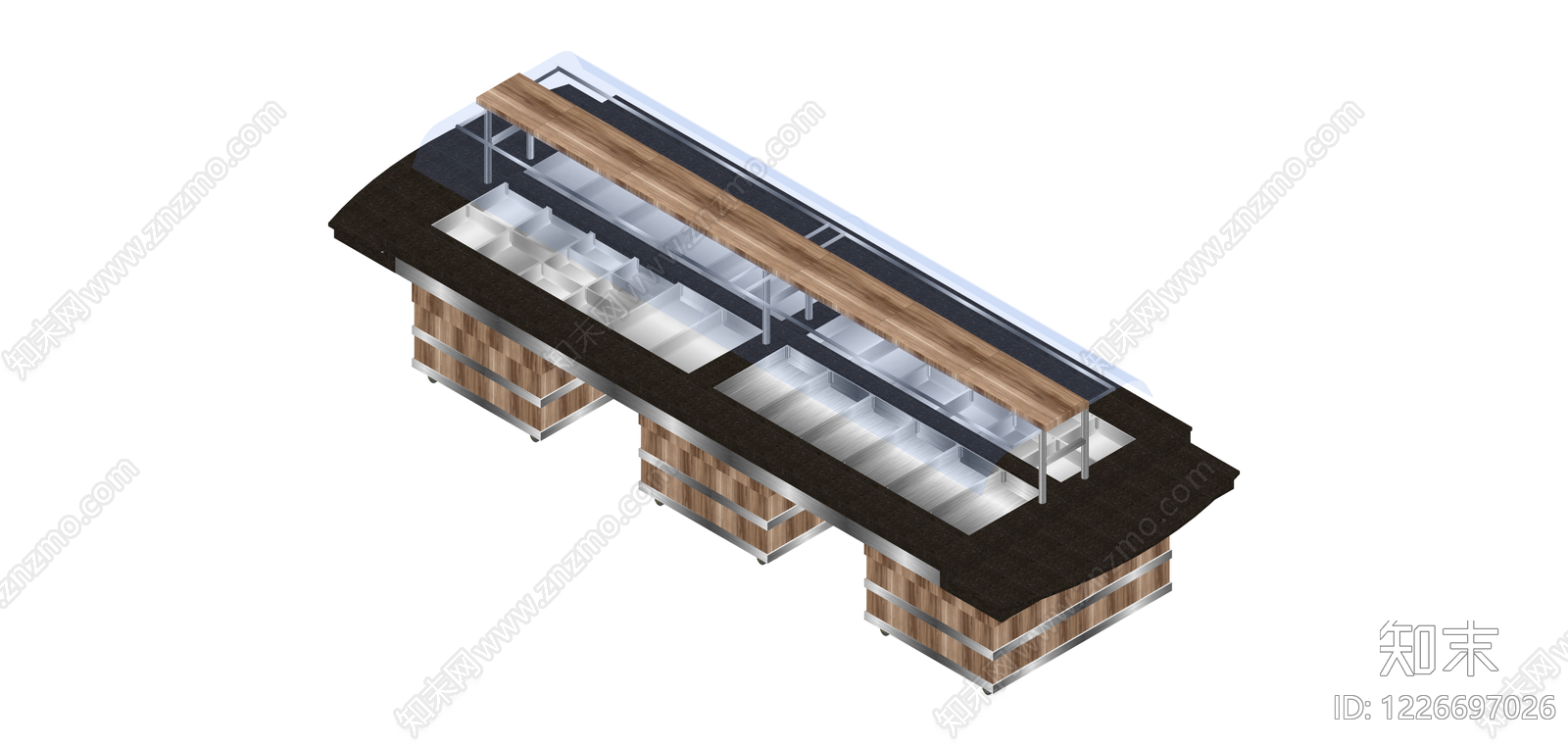 木纹商用冷藏展示柜SU模型下载【ID:1226697026】