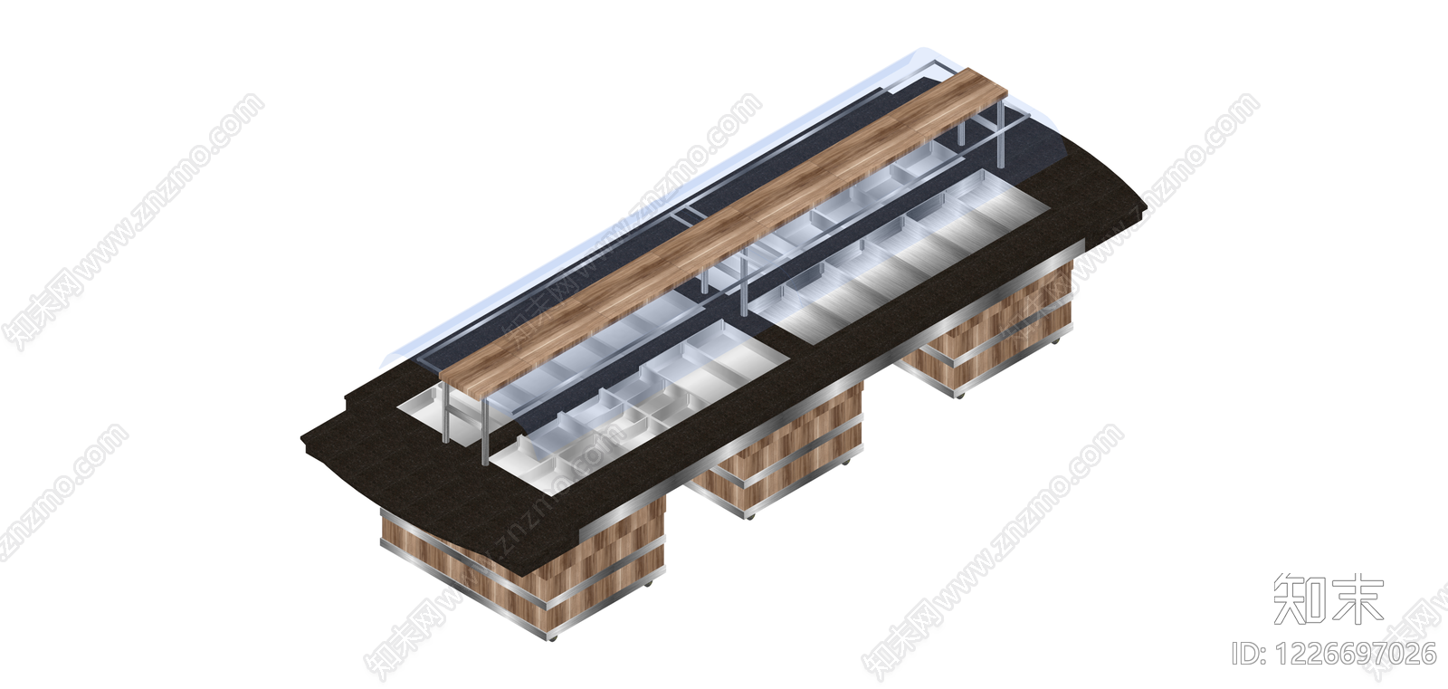 木纹商用冷藏展示柜SU模型下载【ID:1226697026】