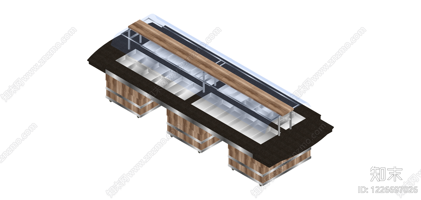 木纹商用冷藏展示柜SU模型下载【ID:1226697026】