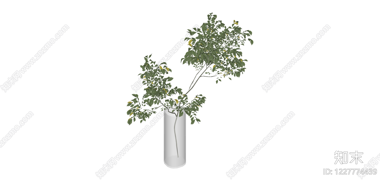 白模盆栽绿植SU模型下载【ID:1227774439】