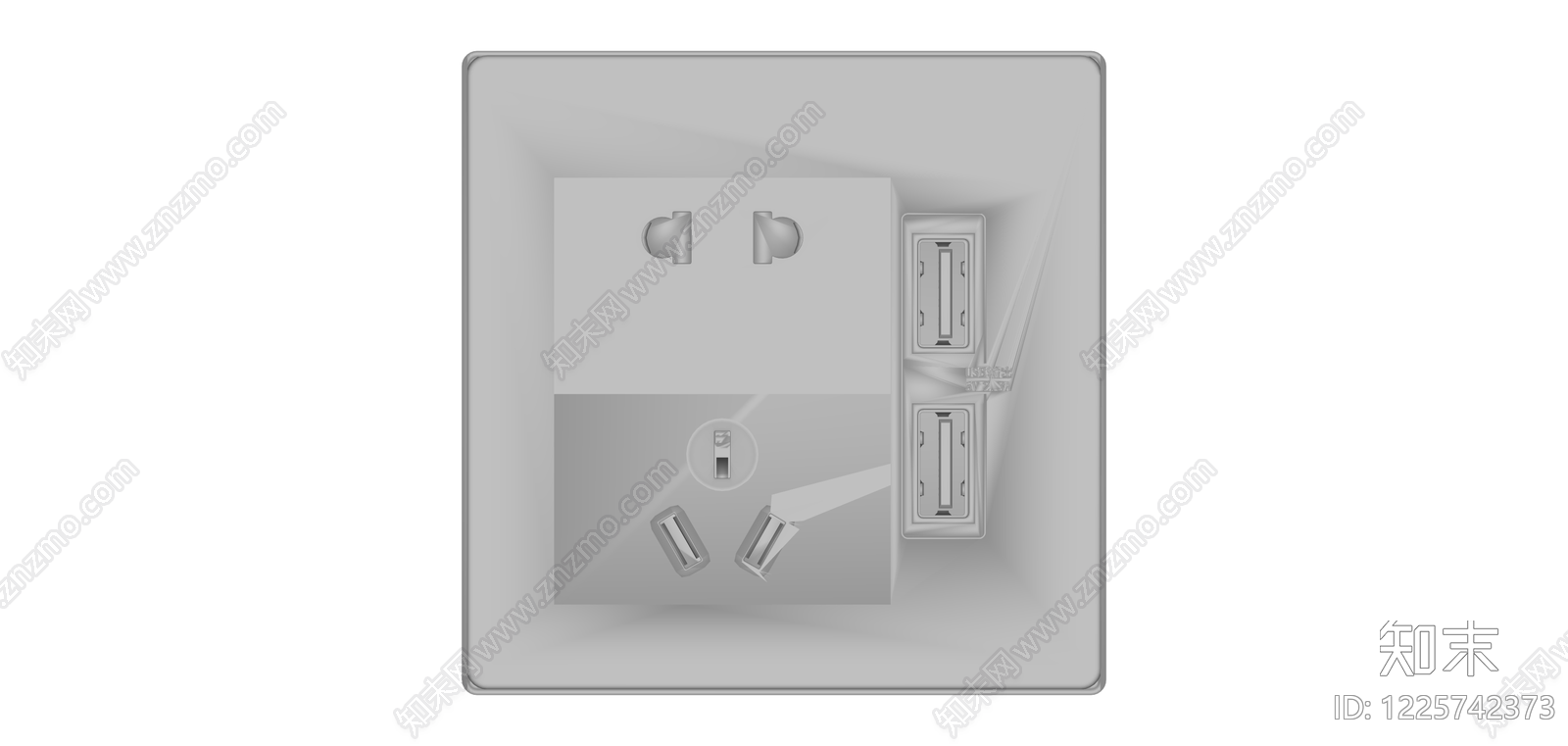 灰色墙壁插座面板SU模型下载【ID:1225742373】