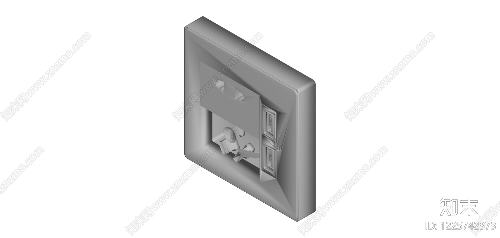 灰色墙壁插座面板SU模型下载【ID:1225742373】