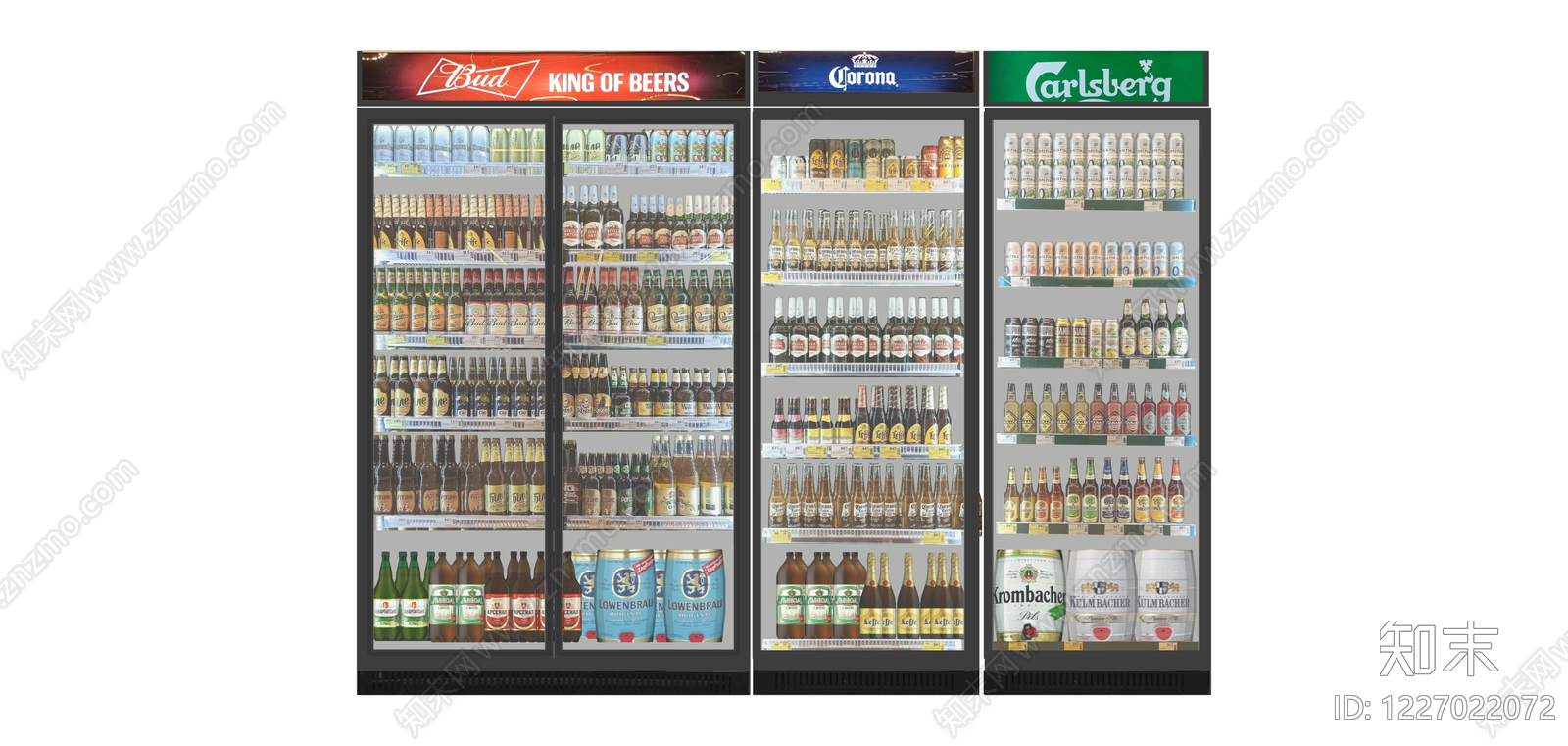 商用三门啤酒冷藏展示柜SU模型下载【ID:1227022072】