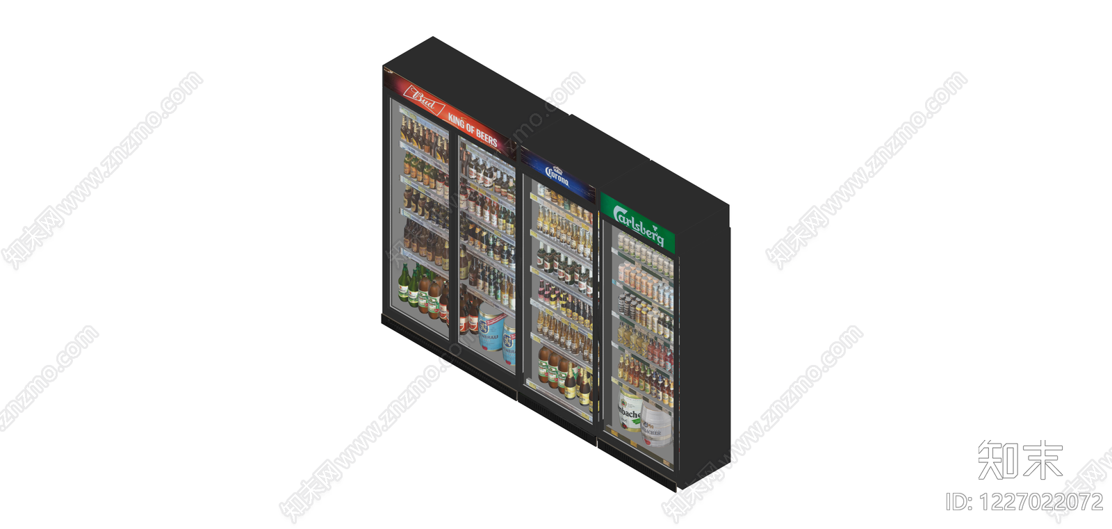 商用三门啤酒冷藏展示柜SU模型下载【ID:1227022072】