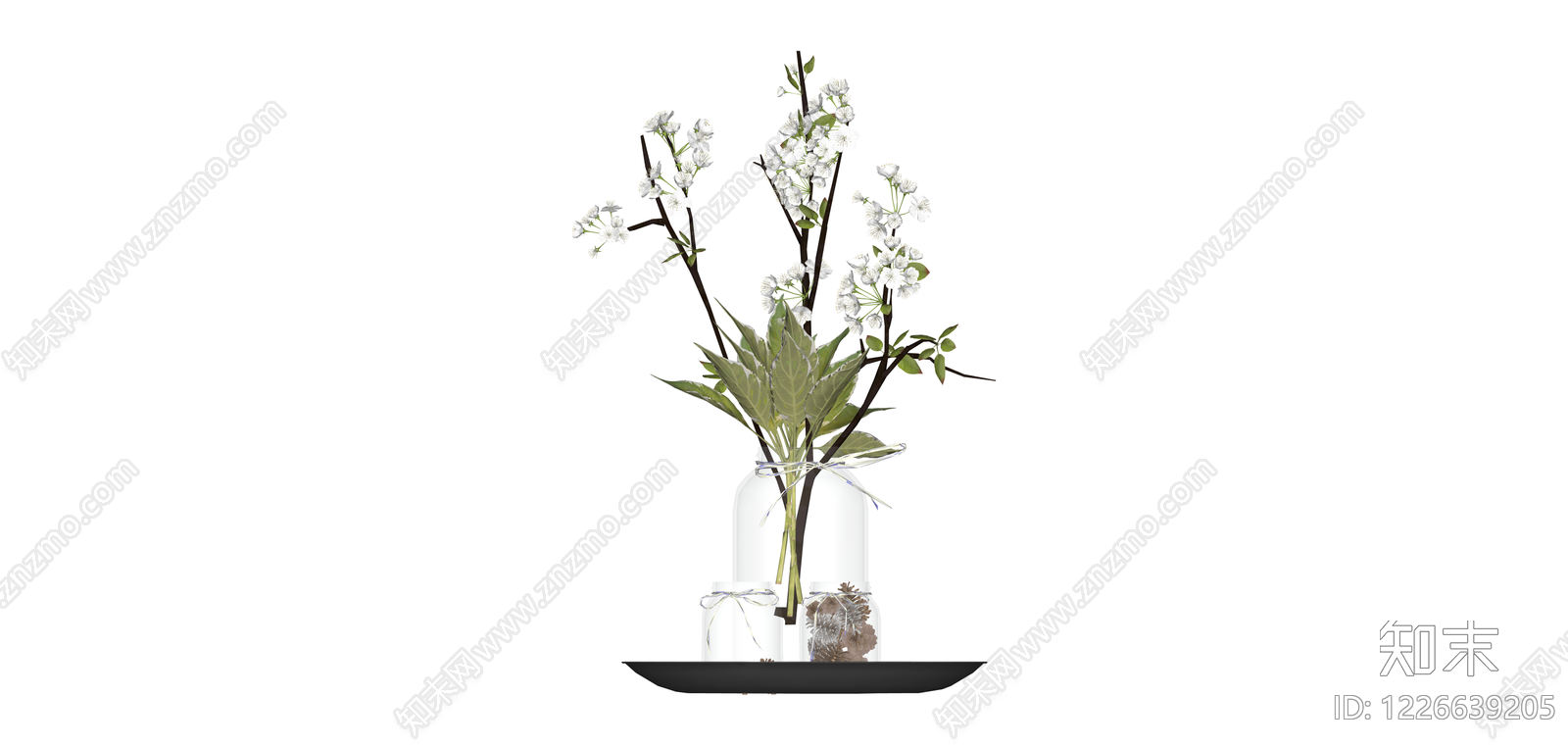 玻璃瓶插花组合SU模型下载【ID:1226639205】