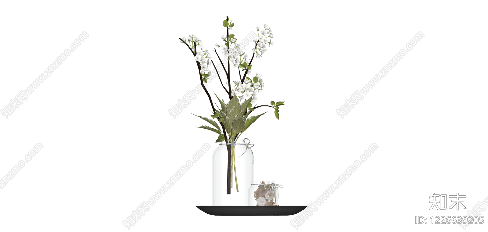 玻璃瓶插花组合SU模型下载【ID:1226639205】