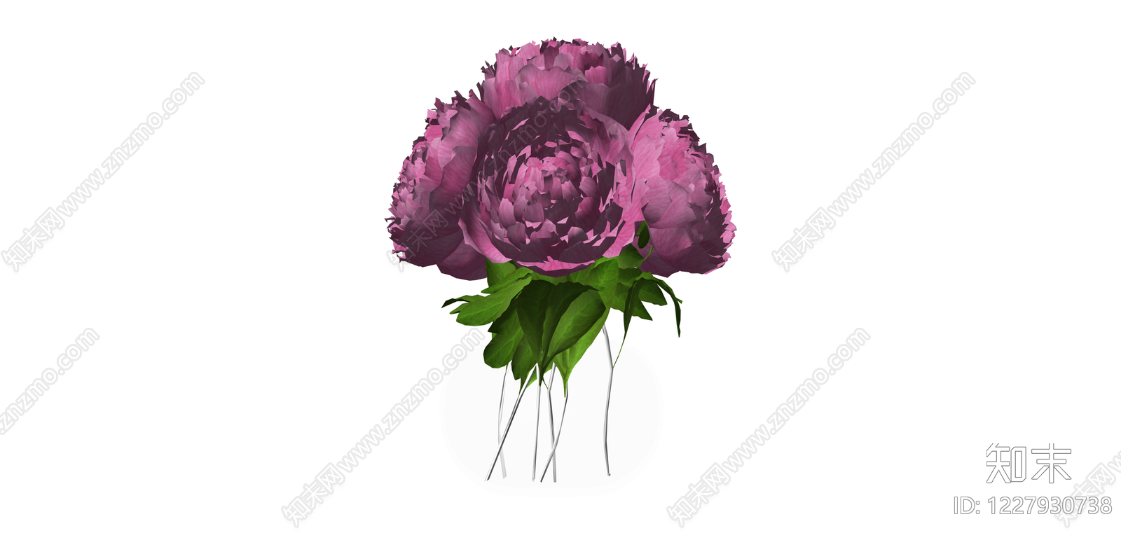 紫色牡丹花艺组合SU模型下载【ID:1227930738】