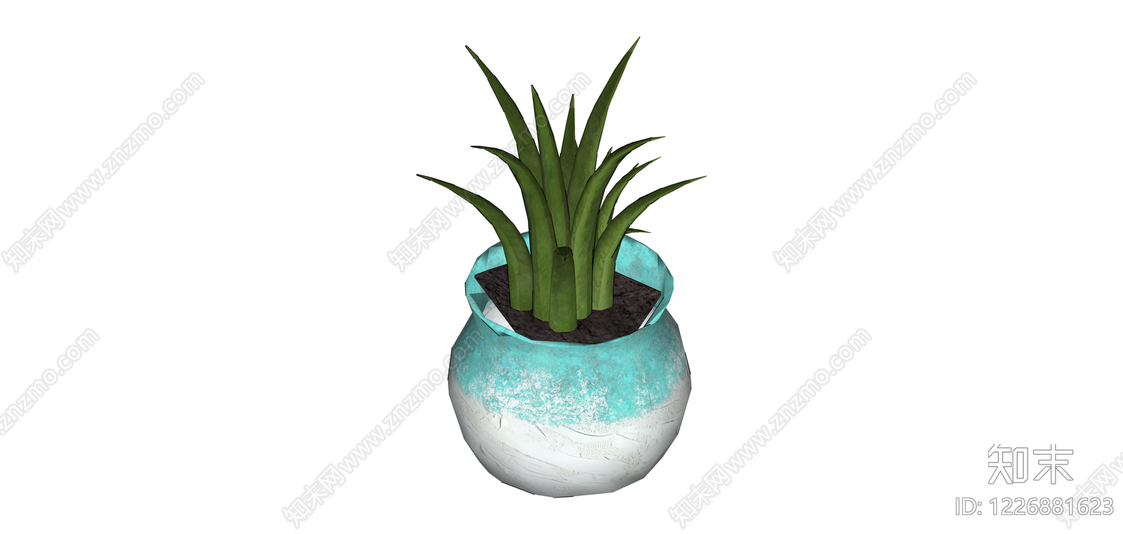 蓝白渐变盆栽植物SU模型下载【ID:1226881623】